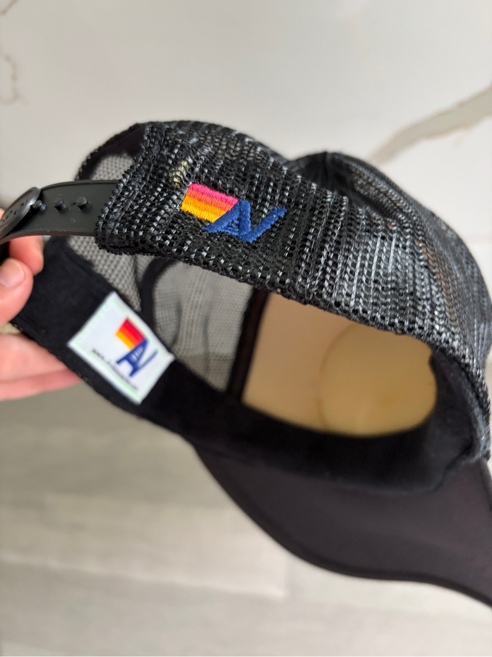 Aviator Nation Black Mesh Trucker Hat with Colorful Retro Patch - Picture 3 of 5